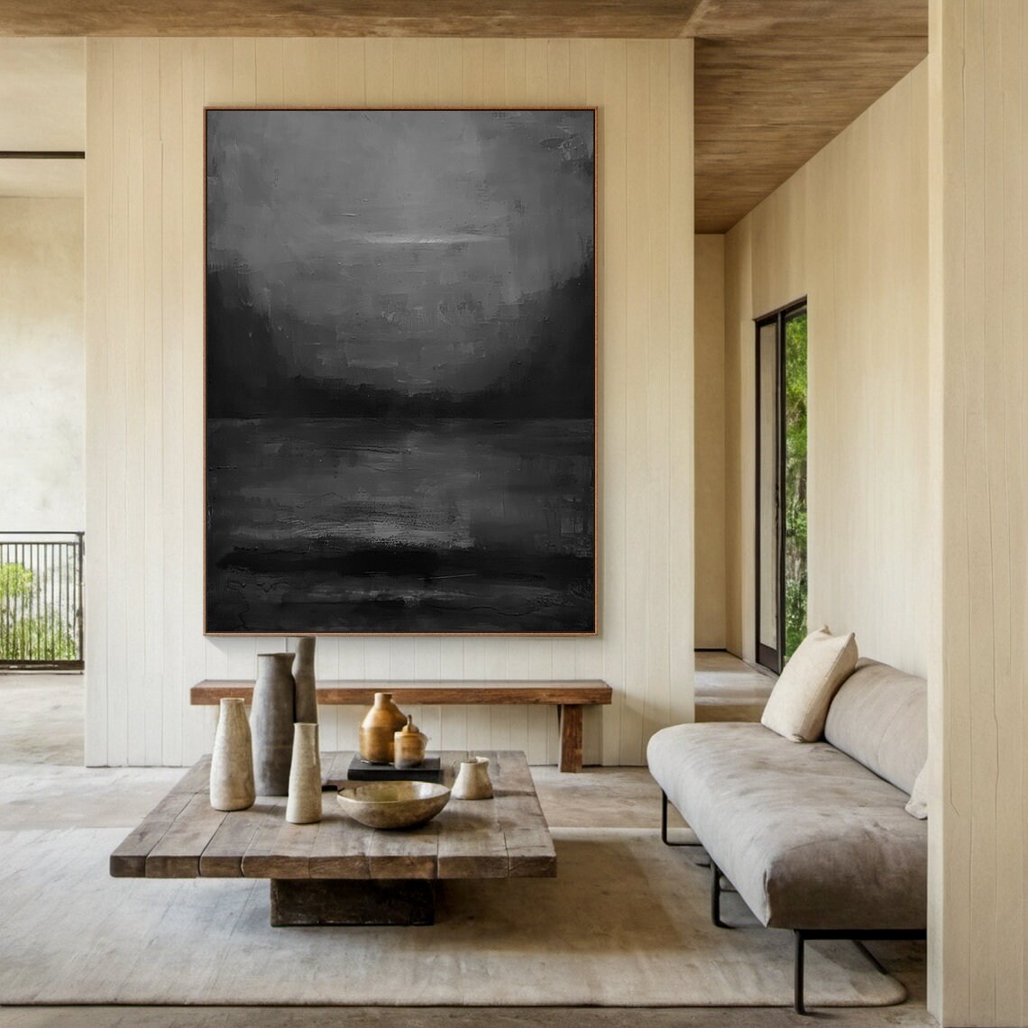 Black Minimalist Wabi Sabi Abstract Art Print