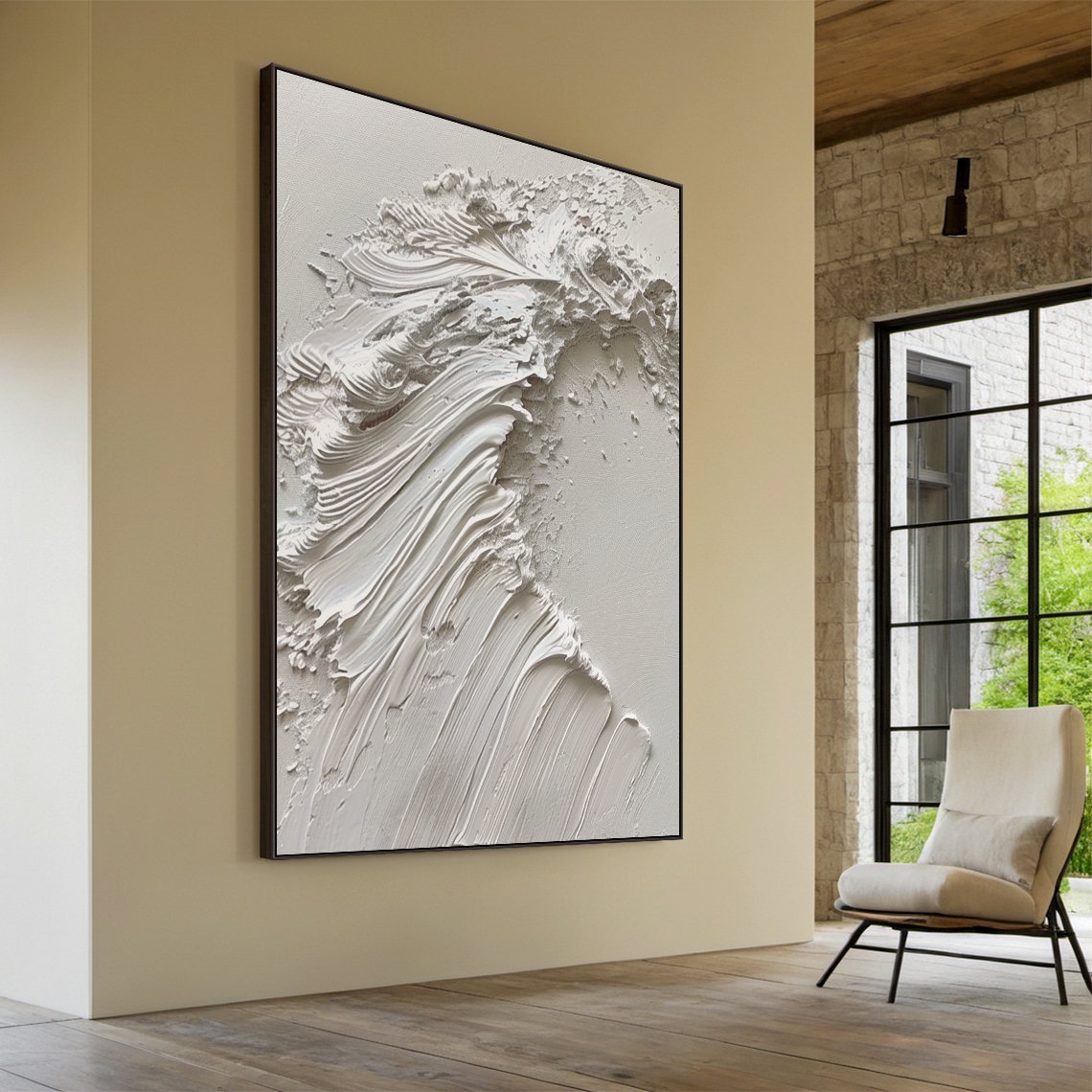 White Ocean Wave Abstract Painting, Coastal Art Print - Image 4