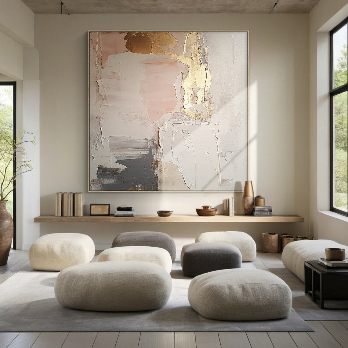 Pink Abstract Texture Art Print, Modern Living Room - Image 3