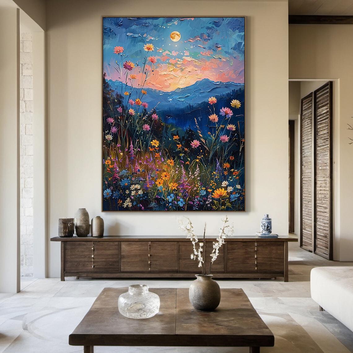 Colorful Flower Sea Abstract Flower Landscape Art Print