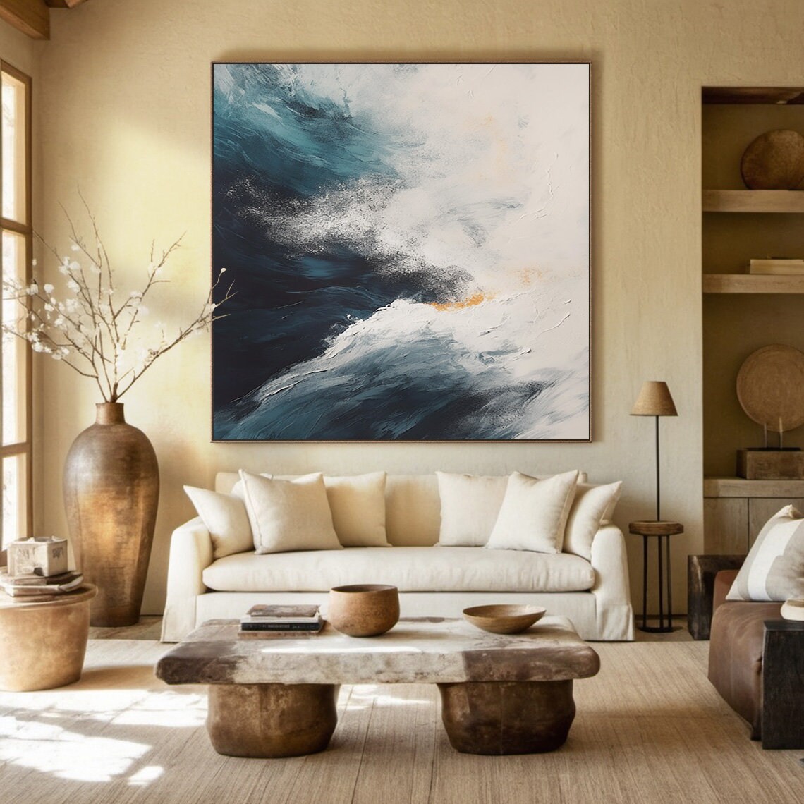 Blue Ocean Wave Abstract Art Print, Living Room Decor - Image 6
