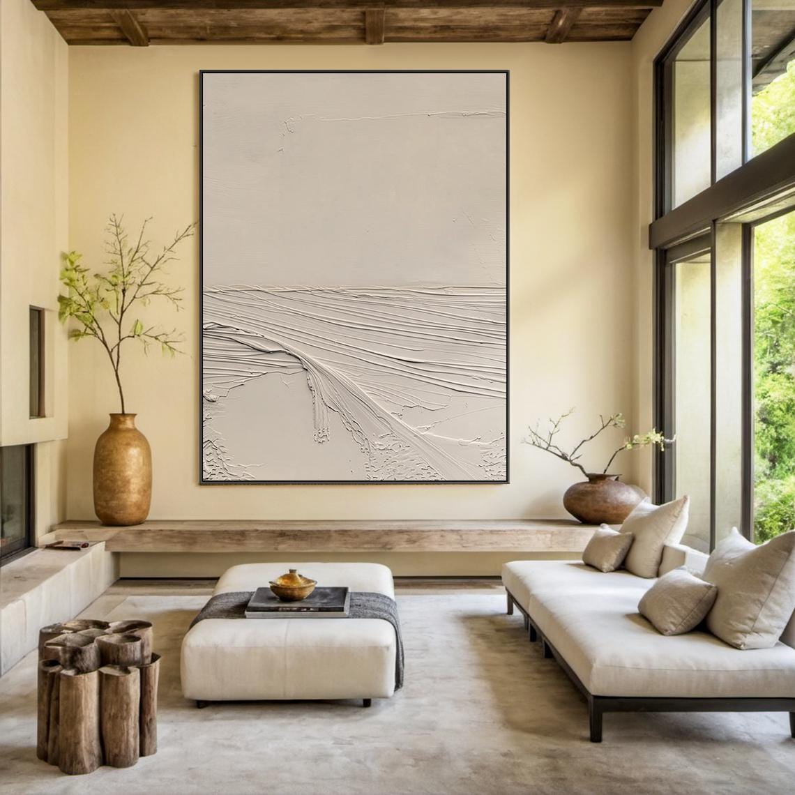 Beige Minimalist Abstract Painting Line Texture Modern Wall Art Poster - Image 5