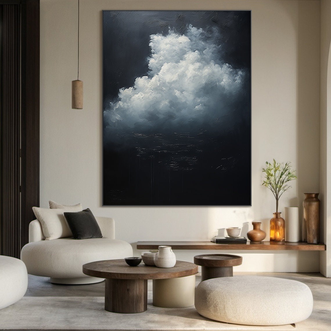 Original Landscape Oil Painting Abstract Art Nature Home Decor White Clouds Oil Painting Wall Art Handmade Gift - Image 4
