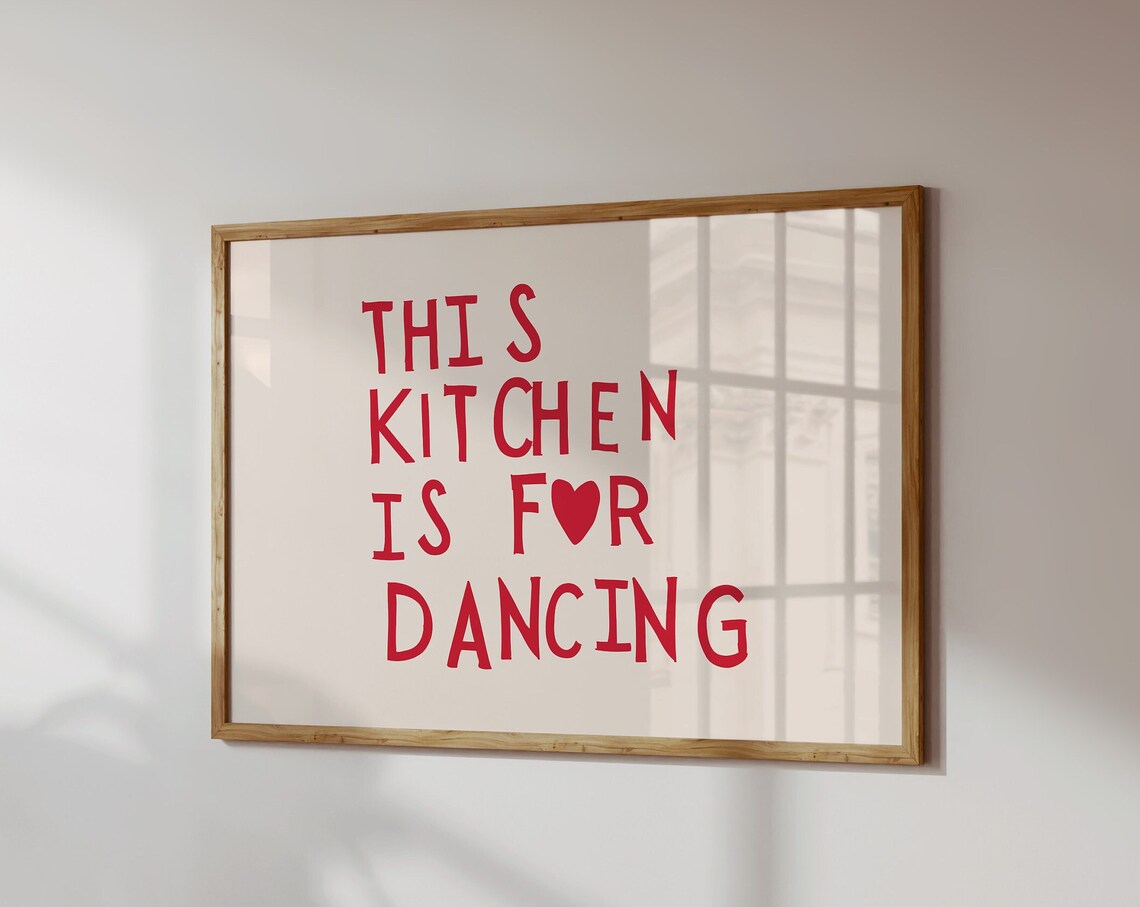 Cute Dance Art Minimalist Heart Kitchen Art Print