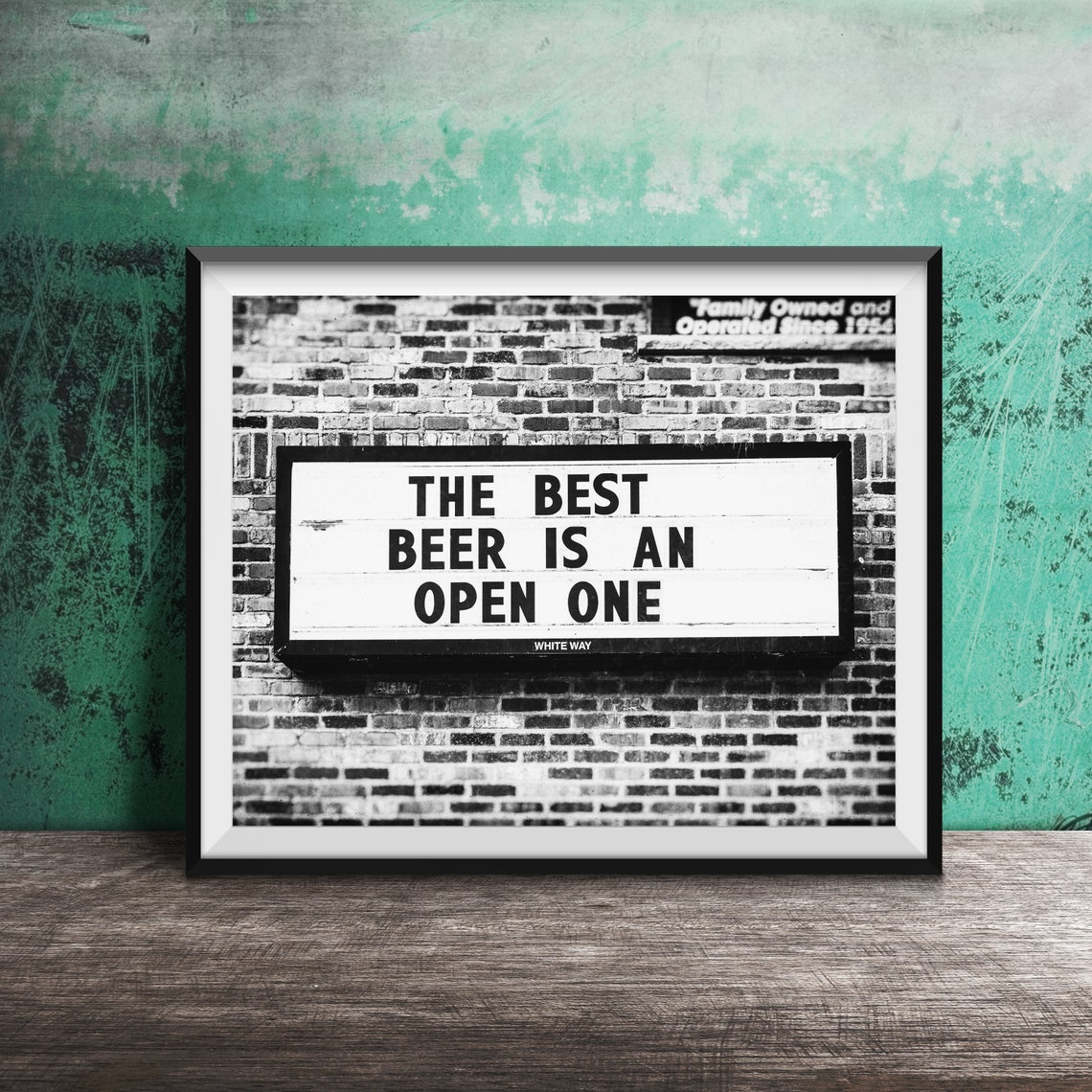 The Best Beer Is An Open One Funny Brick Bar Sign Quote Poster - Image 2