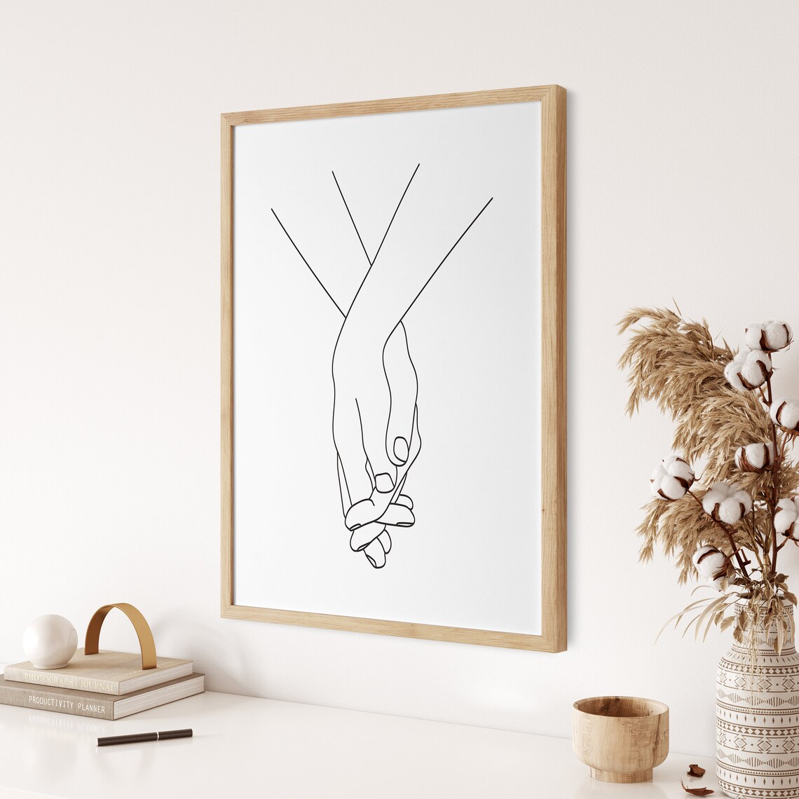 Holding Hands Line Art Couple Romantic Minimalist Love Poster - Image 3