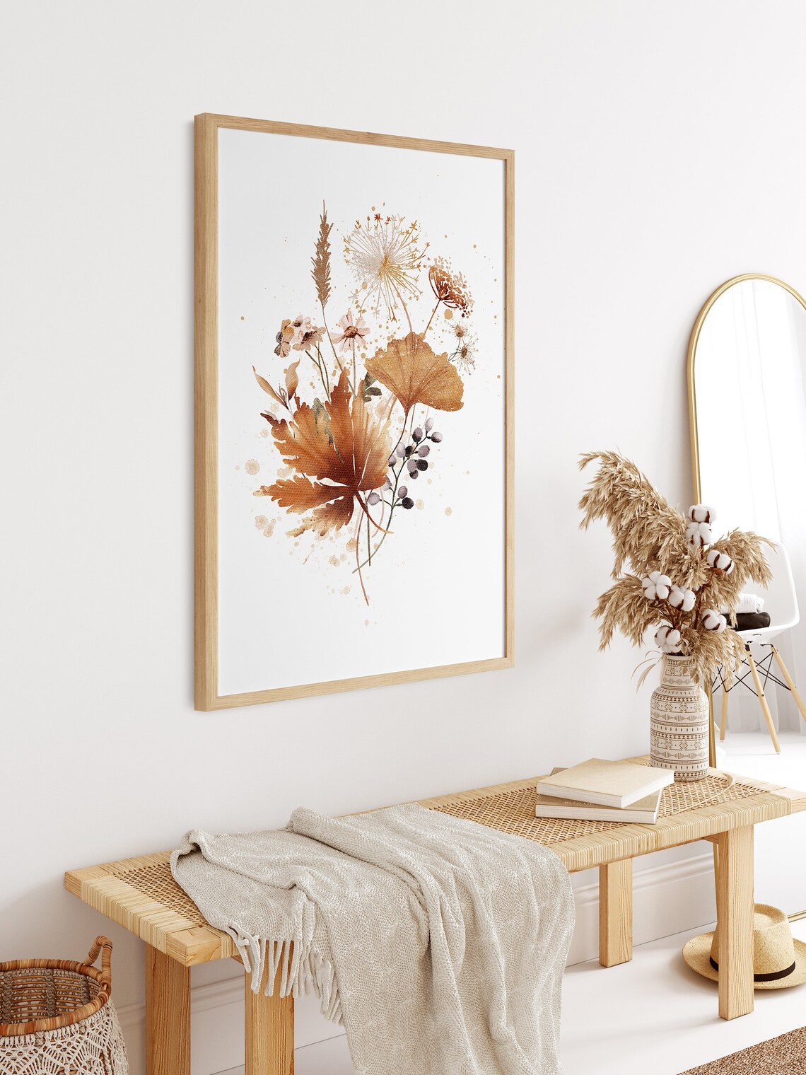 Watercolor Fall Flower Boho Botanical Art Print - Image 2