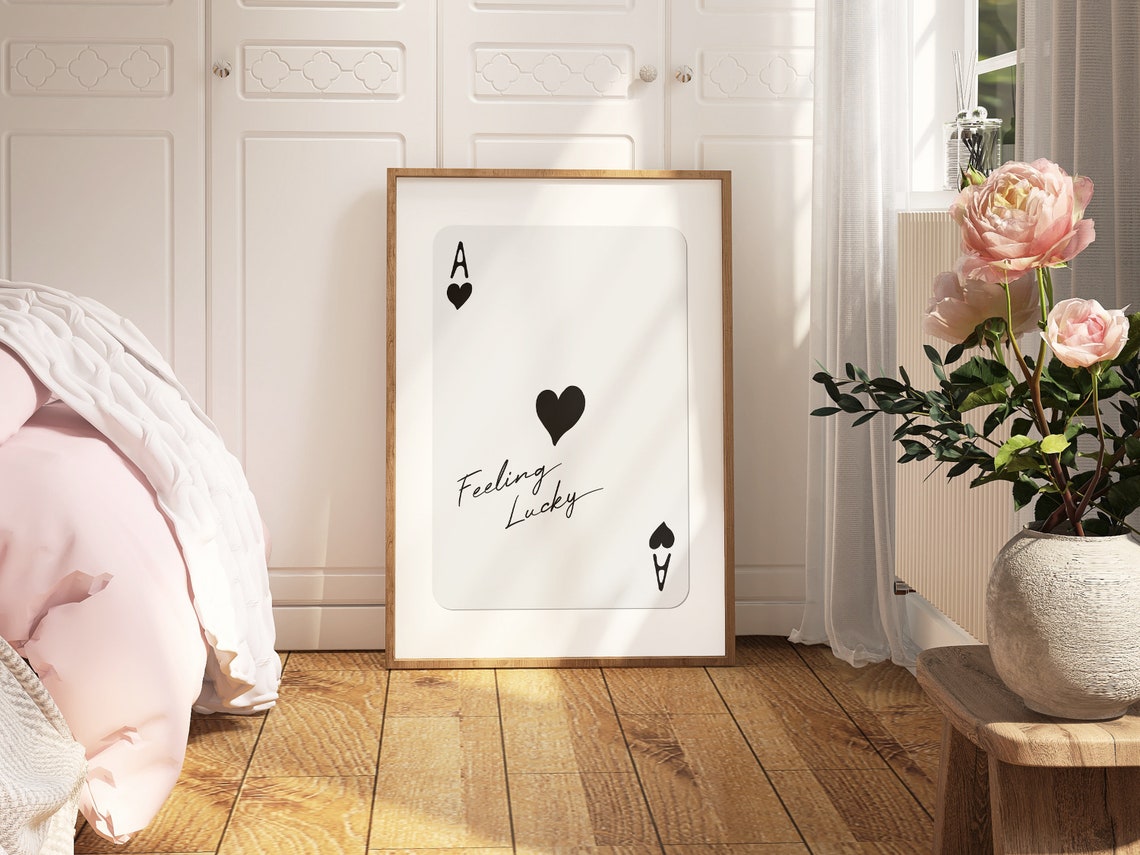 Feeling Lucky Ace Of Hearts Black Playing Card Trendy Poster - Image 3