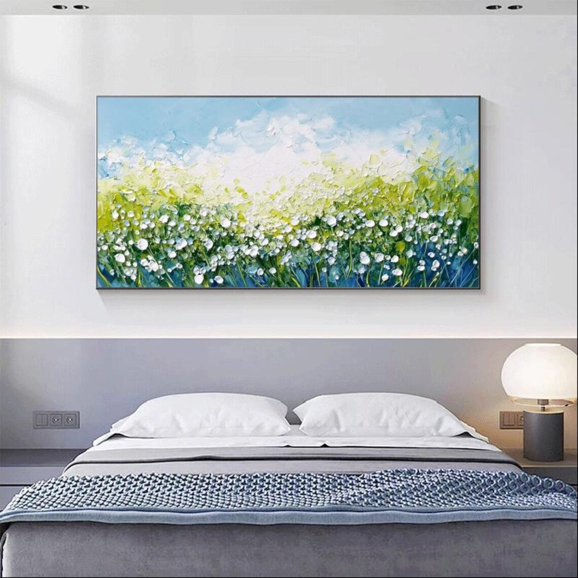 White Baby Breath Flower Field in a Spring Meadow Art Poster - Image 2
