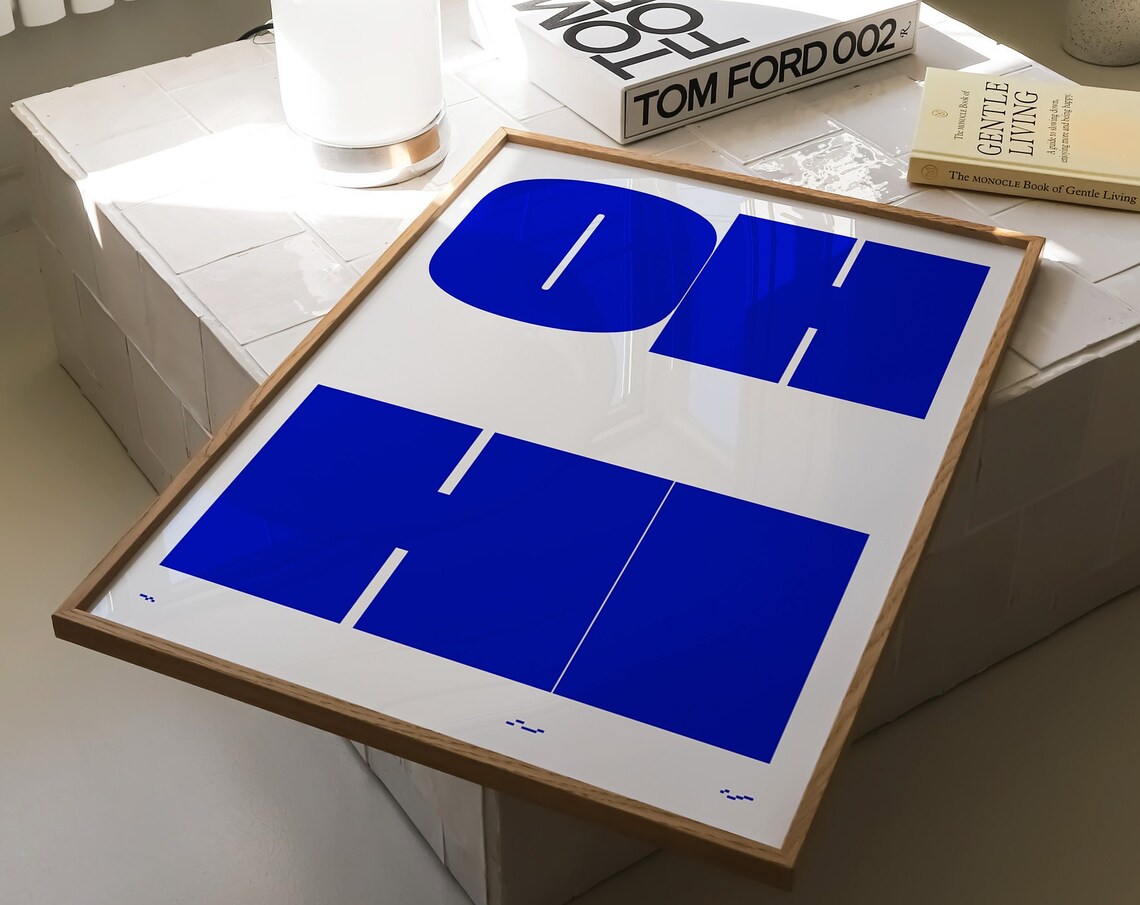 Oh Hi Funky Typography Art Print, Mid-Century Modern