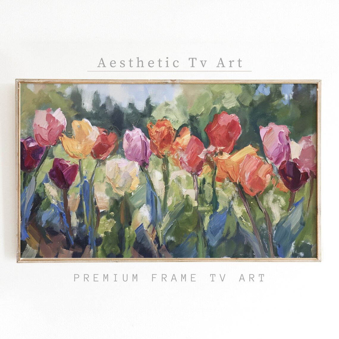 Colorful Tulip Garden Bloom Impressionist Spring Flower Art Poster