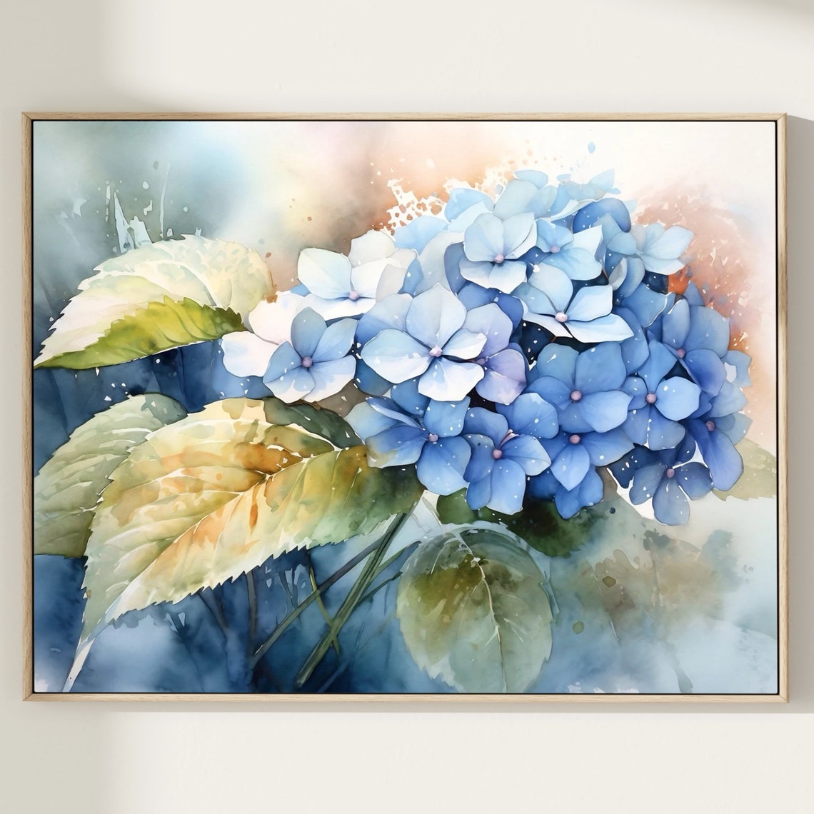 Hydrangea Watercolor Art Print, Botanical Wall Art