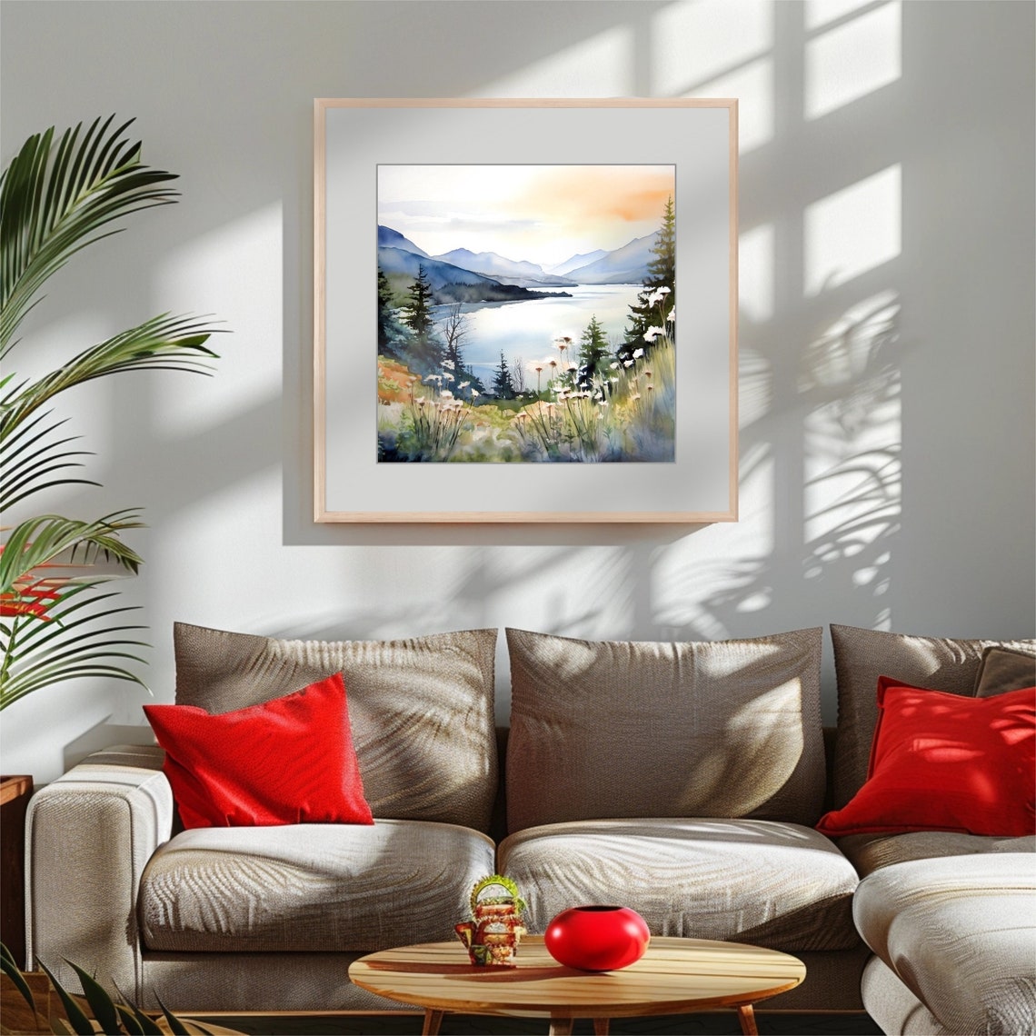 Mountain Lake Print Watercolor Mountains Abstract Landscape Nature Art Print Modern Minimal Wall Art Home Decor Gift Art - Image 2