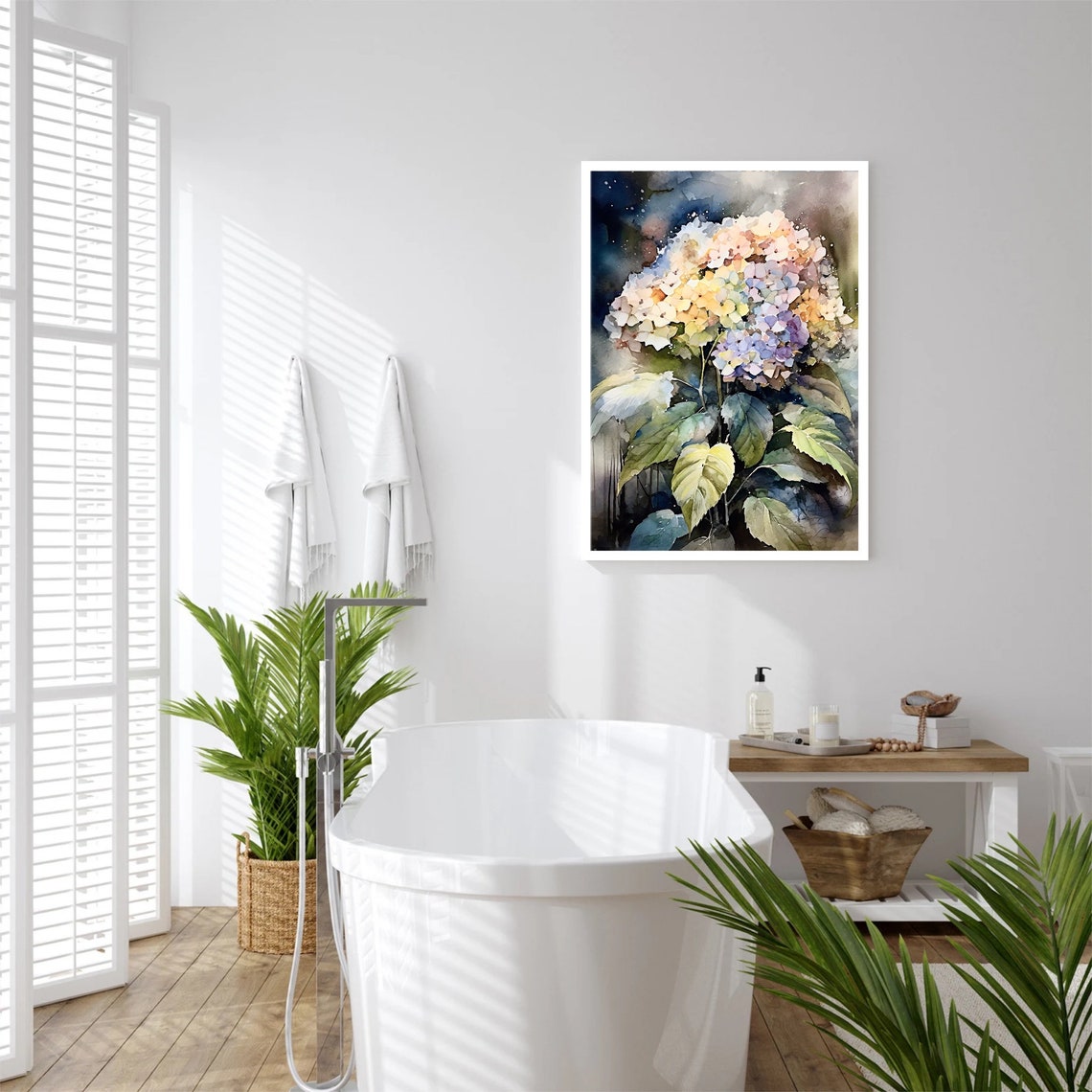 Hydrangea Watercolor Blue Purple Botanical Art Print - Image 2