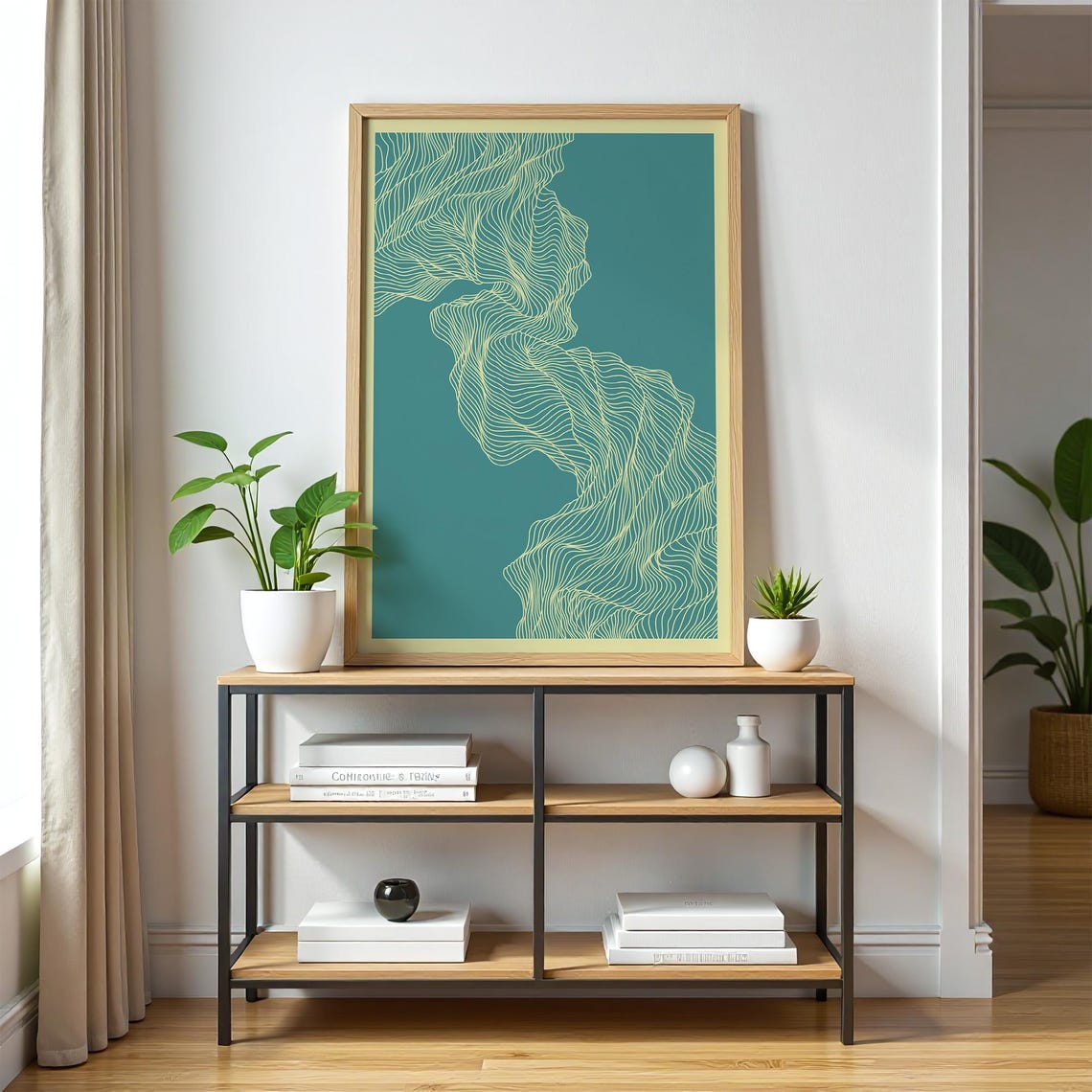 Boho Beige And Black Drop Wall Art Modern Home Decor - Image 2