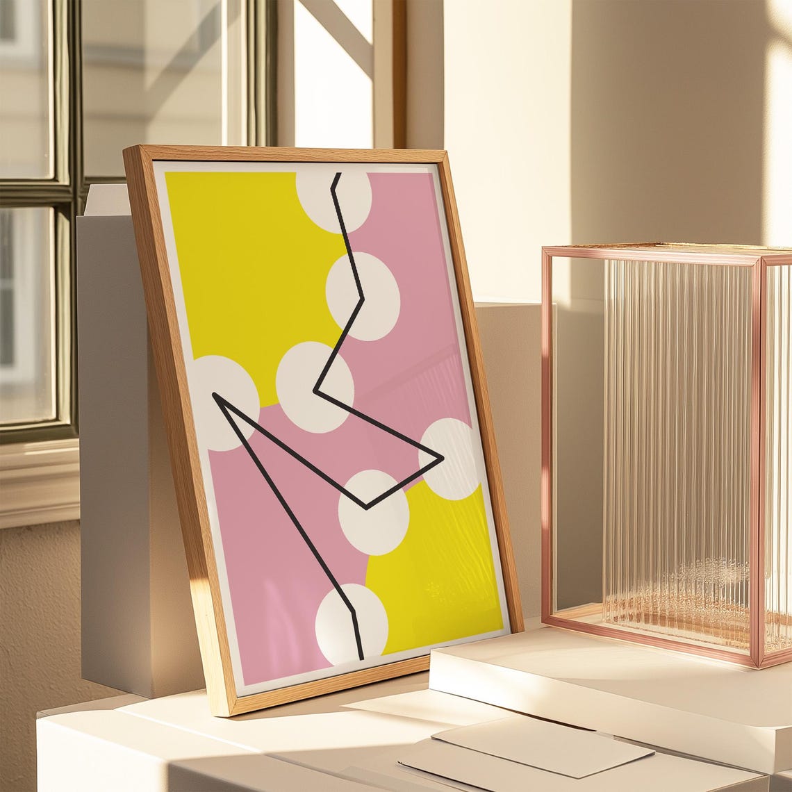 Modern Pink Prints Geometric Abstract Wall Art Home Decor - Image 5