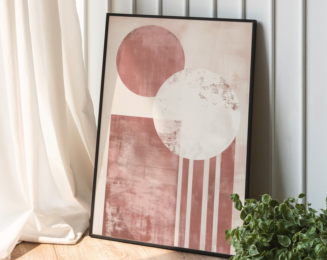 Minimalist Geometric Wall Art, Abstract Pink Print - Image 4