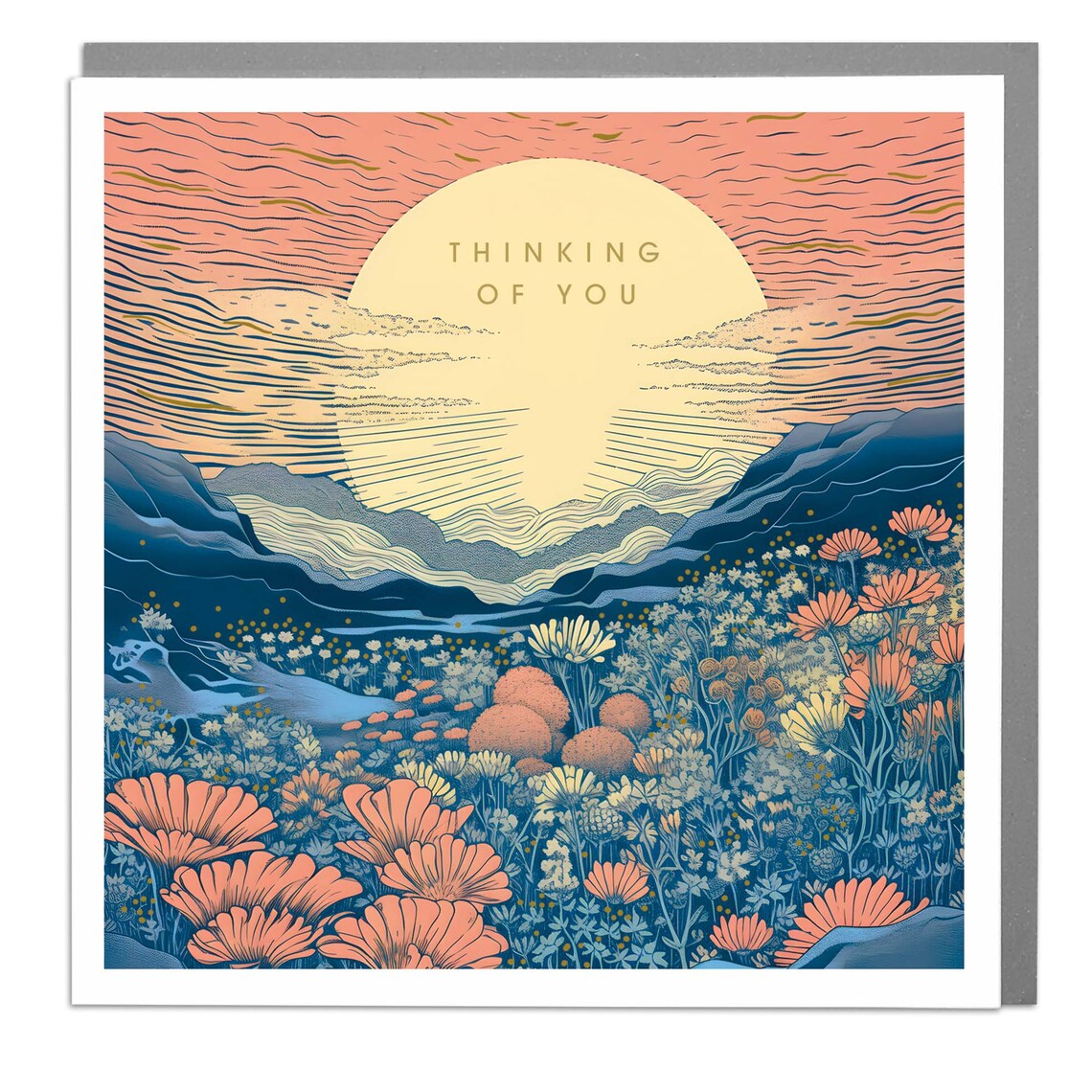 Thinking Of You Sunrise Floral Landscape Sympathy Card Art Print