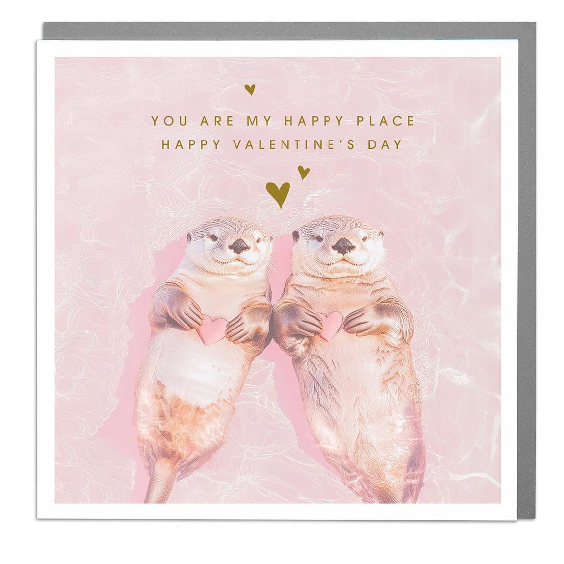 Sea Otters Happy Place Happy Valentines Day Card Pink Art Print