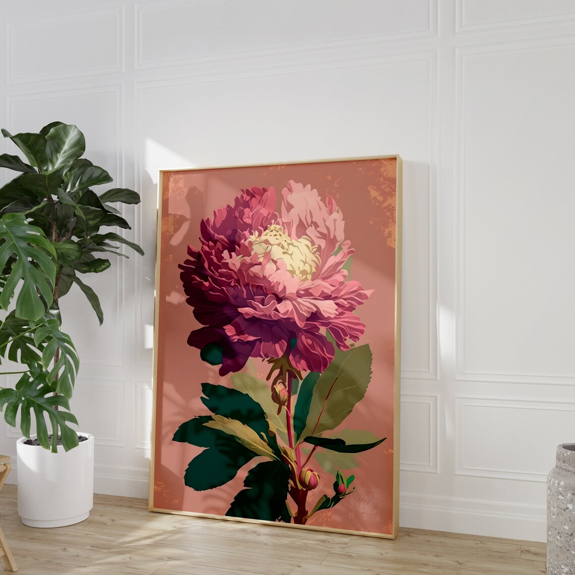 Dreamy Pink Peony With Layered Petals Soft Rose Ground Poster - Image 2