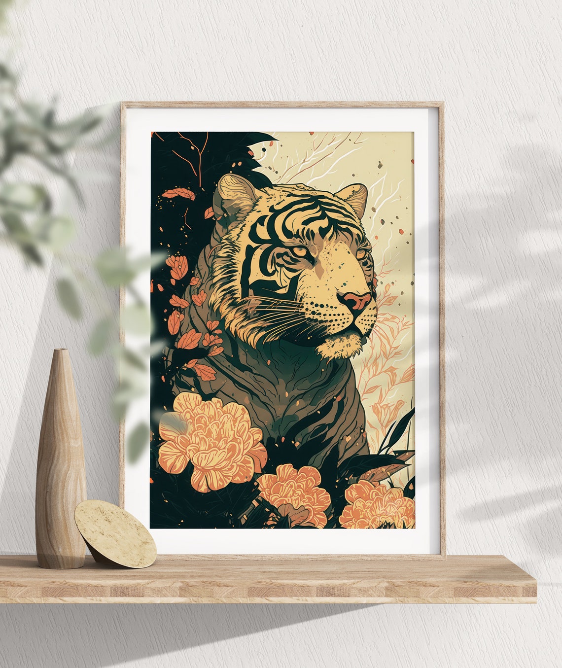 Orange Tiger Peony Blossoms Dark Exotic Botanical Wildlife Poster - Image 3