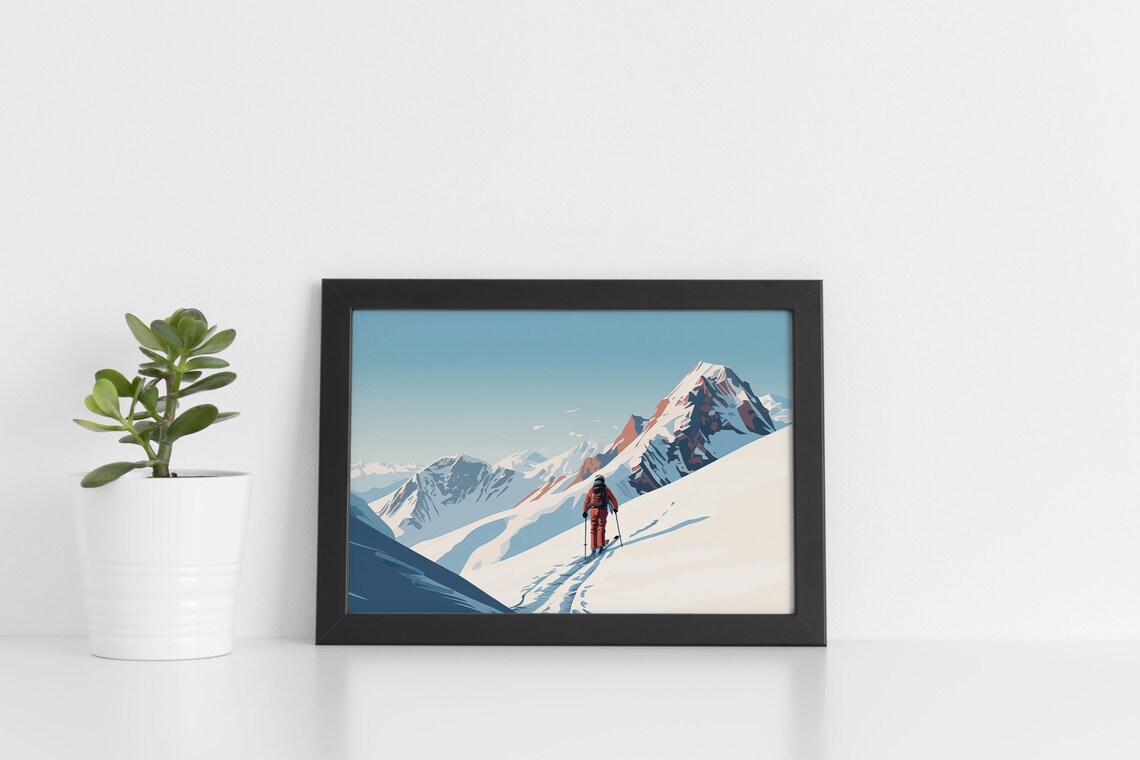 Backcountry Skier Skinning Alpine Ridge Winter Adventure Poster - Image 3
