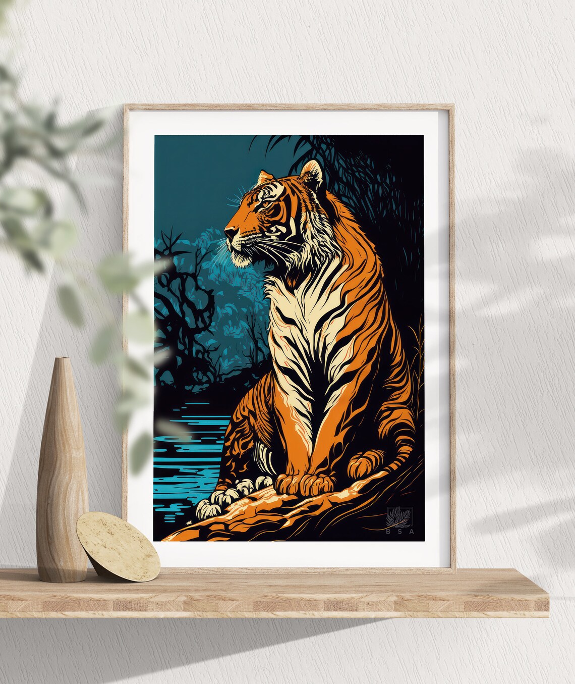 Bengal Tiger Floral Jungle Art Print