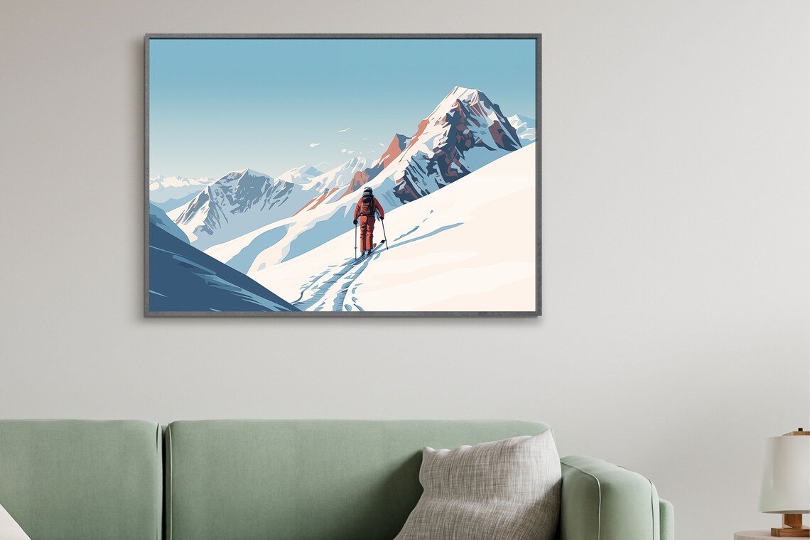 Backcountry Skier Skinning Alpine Ridge Winter Adventure Poster - Image 2