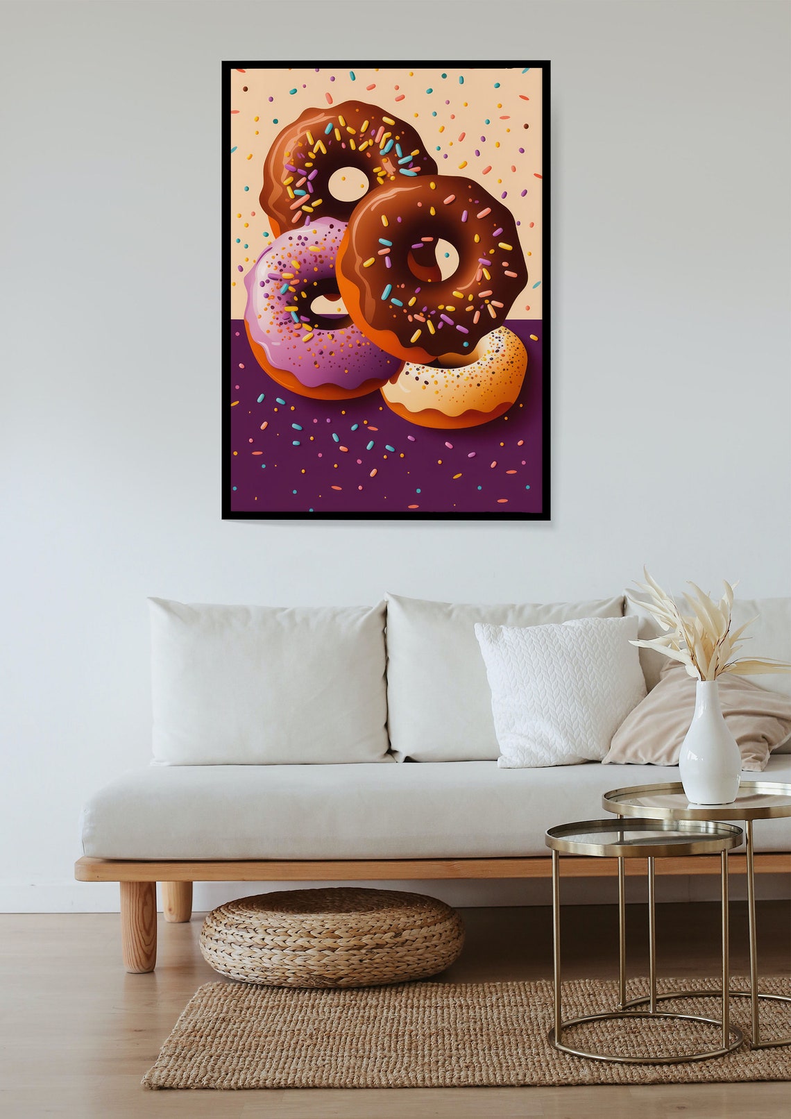 Stacked Chocolate and Pink Donuts with Sprinkles Colorful Poster - Image 2