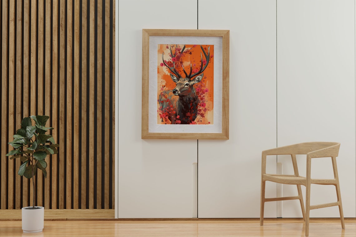 Bull Elk With Grand Antlers Among Pink Spring Blossoms Poster - Image 3