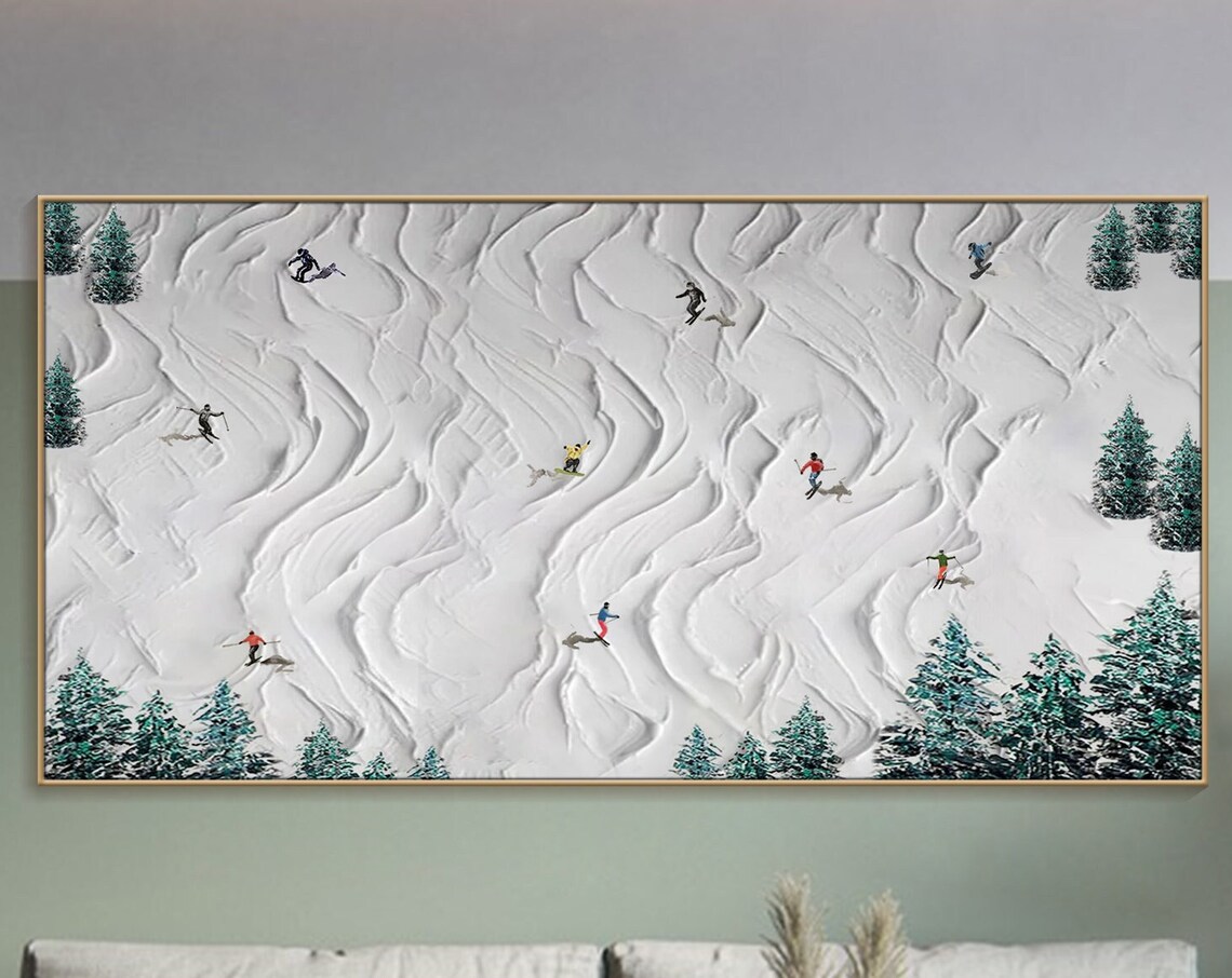 3D Skiing Sport Art Print, Gift for Skiers Home Decor - Image 3