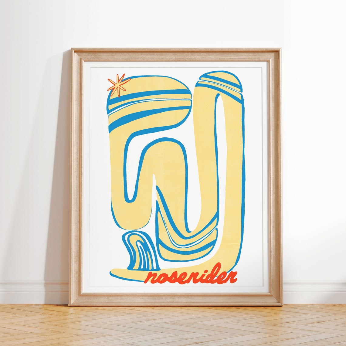 Noserider Abstract Surf Art Yellow Blue Modern Minimal Poster