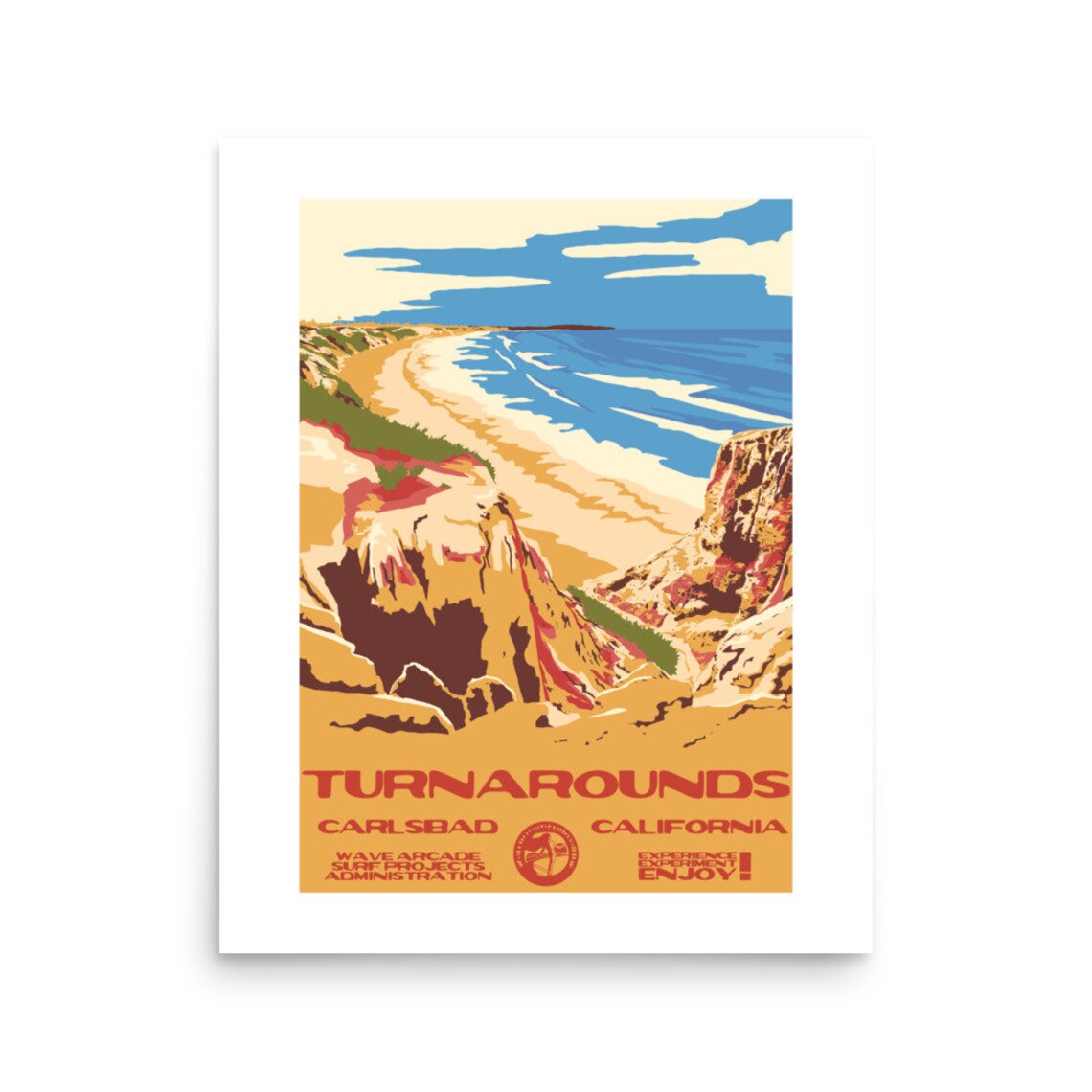 Copy Turnarounds Carlsbad Ca Surf Poster National Parks Style - Image 2