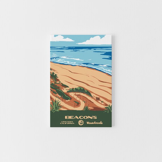 Beacons Leucadia Ca Print National Parks Vintage Style Surf Art Framedunframed Coastal Print