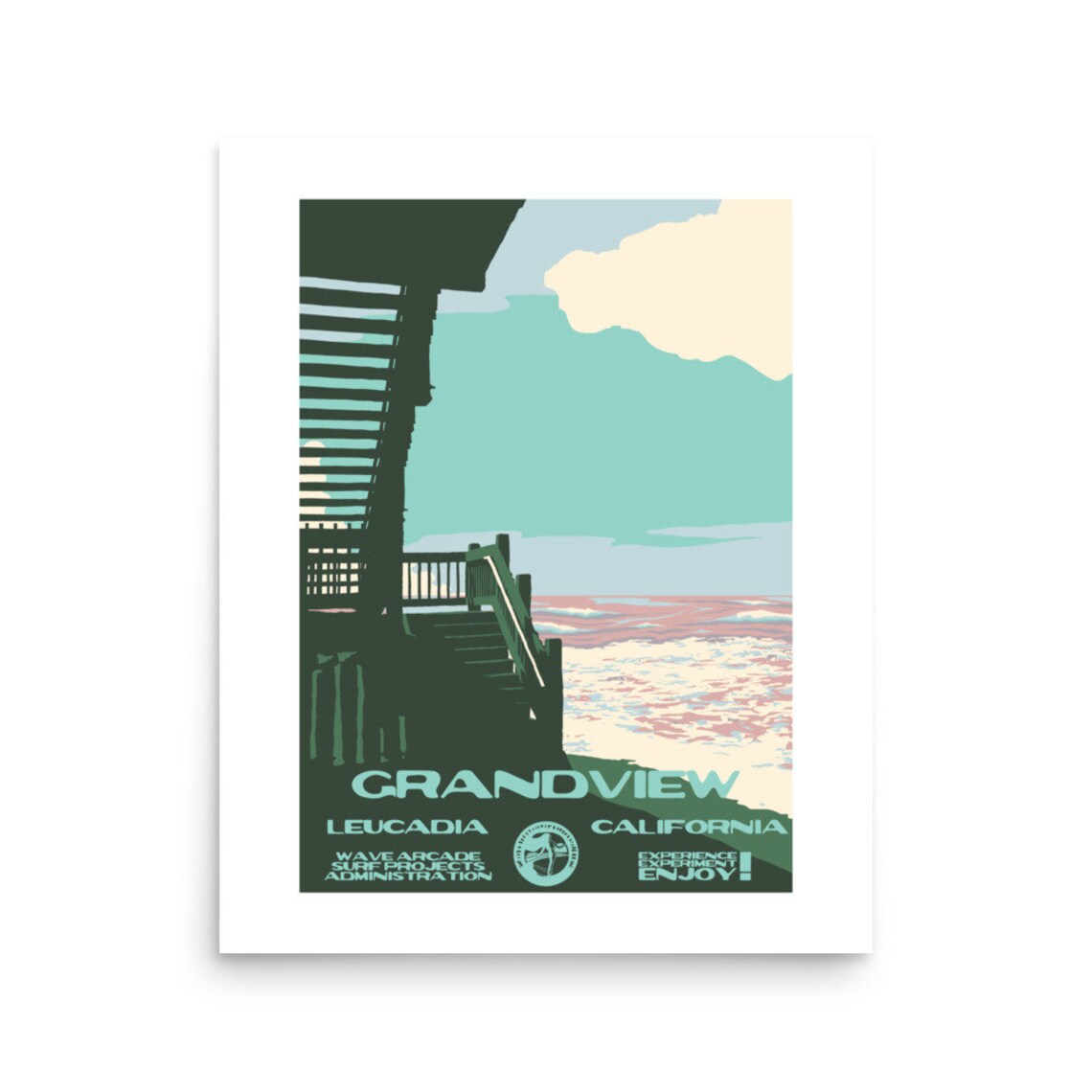 Copy Grandview Leucadia Ca Surf Poster National Parks Style - Image 2