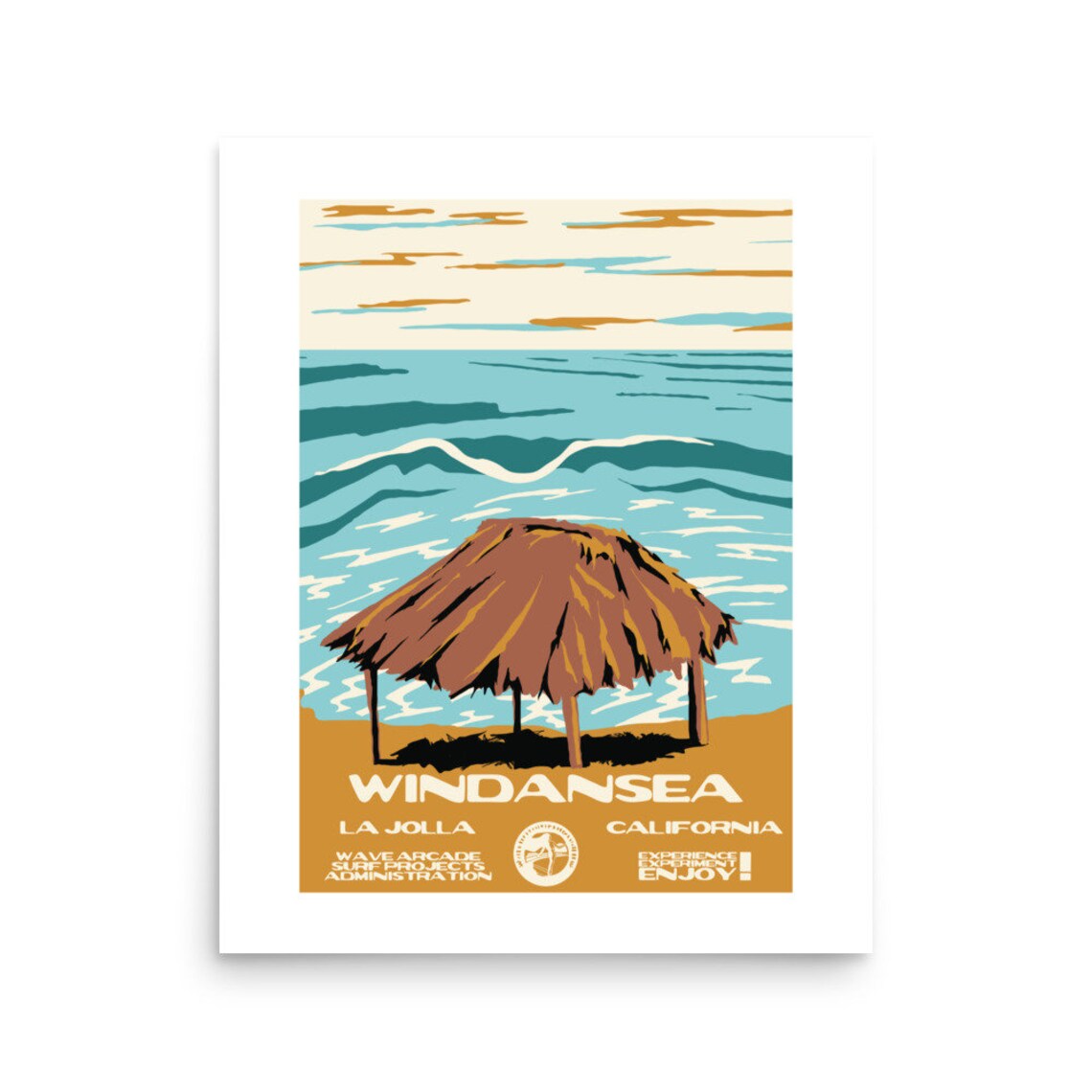 Copy Windansea La Jolla Ca Surf Poster National Parks Style - Image 2