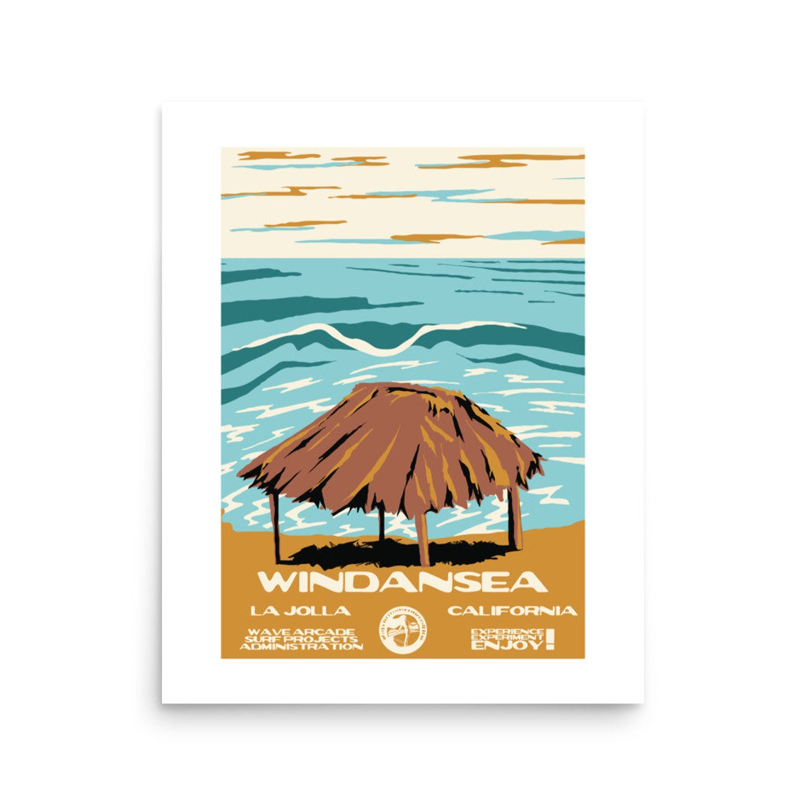 Windansea Surf Spot La Jolla California Palapa Hut Waves Beach Poster - Image 2