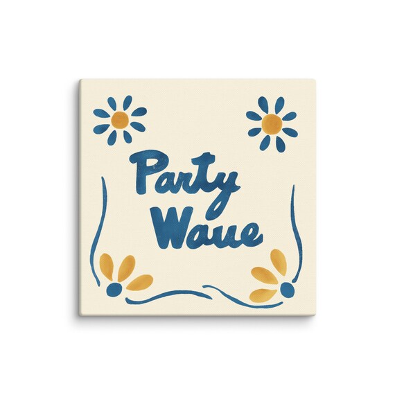 Party Wave Script Talavera Tile Sun Floral Coastal Art Poster