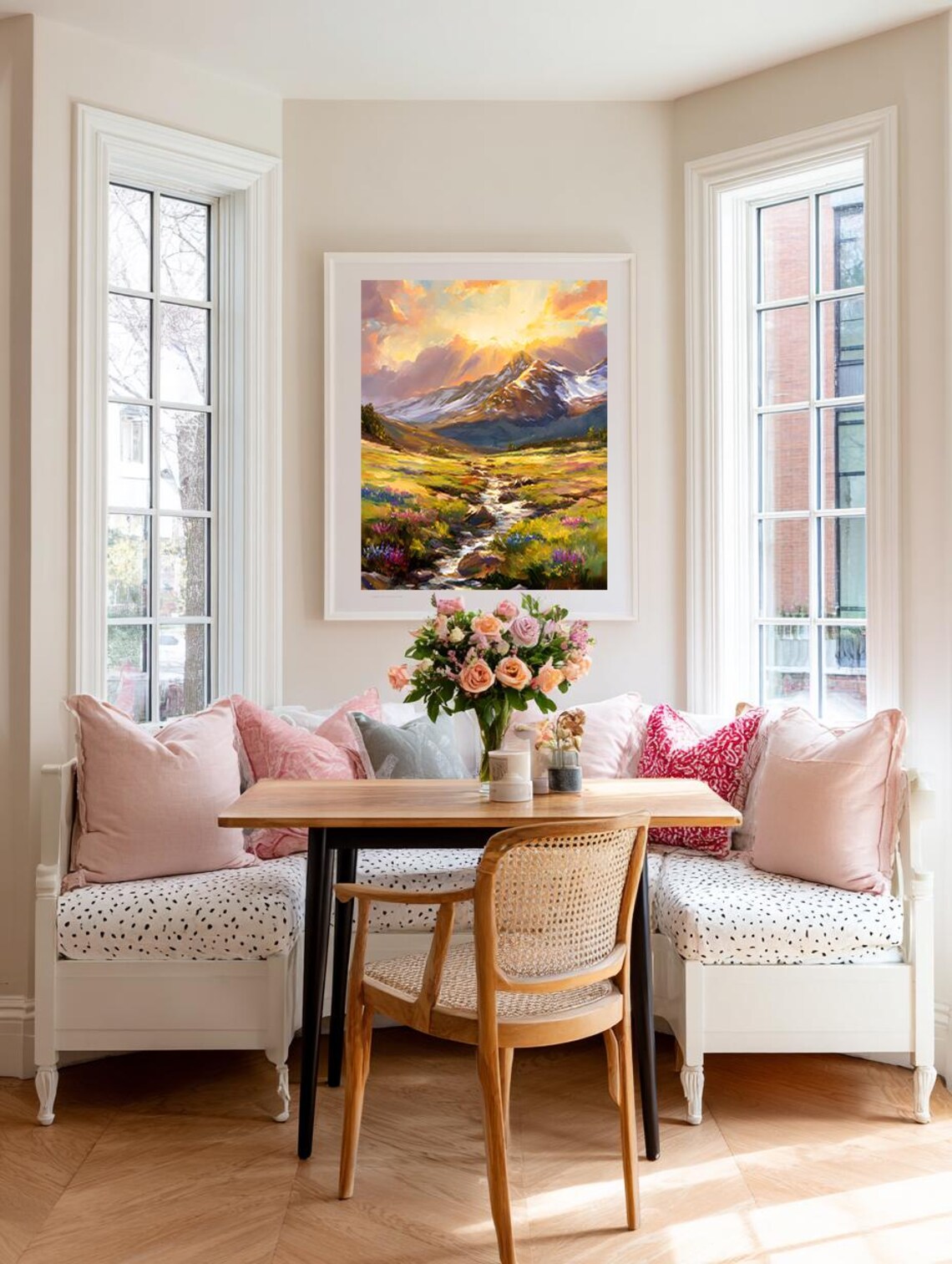Colorado Rocky Mountain Sunrise Meadow Landscape Oil Art Poster