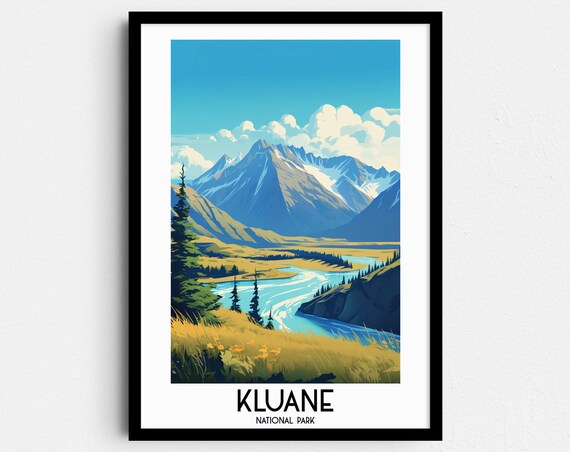 Kluane National Park Yukon Canada Snowcapped Mountain River Poster