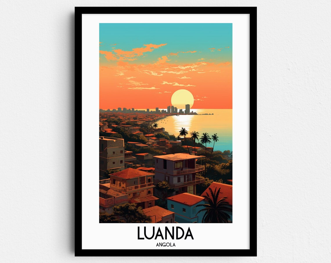 Luanda Travel Poster, Angola Home Decor Art