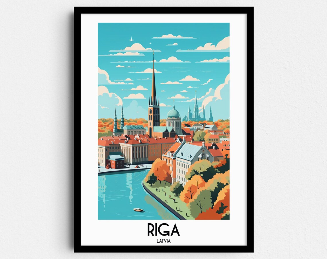 Riga Travel Poster, Latvia Europe Home Decor
