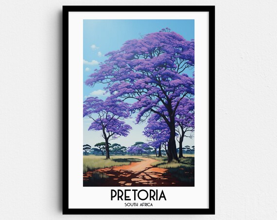 Pretoria Travel Poster, South Africa Jacaranda Print