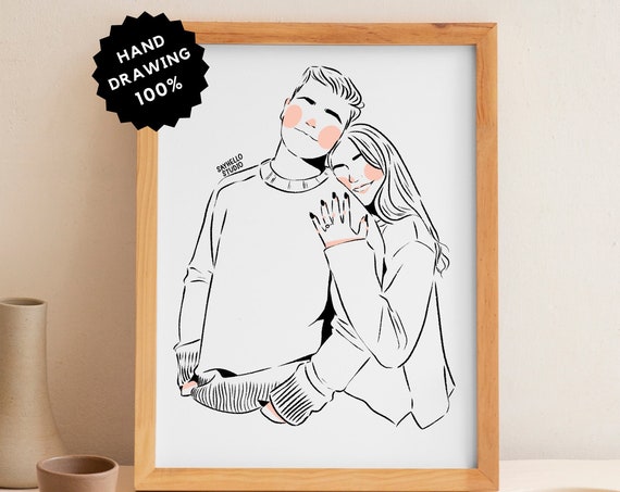 Custom Line Drawing Portrait Minimalist Illustration Custom Portrait Gift Drawing Single Custom Line Art From Photo Handmade Gift For Her