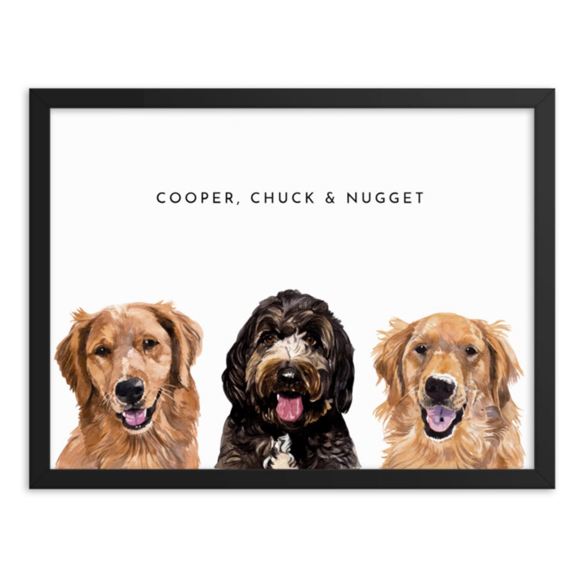 Three Pet Custom Watercolor Portrait Memorial Gift - Image 2