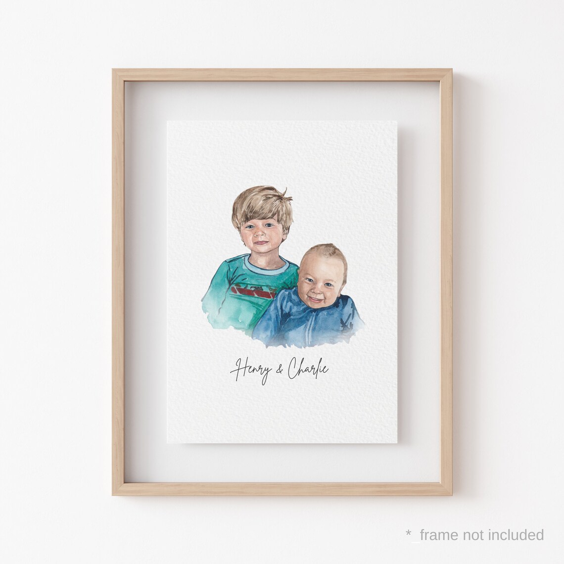 Custom Watercolor Family Portrait Art Print - Image 2