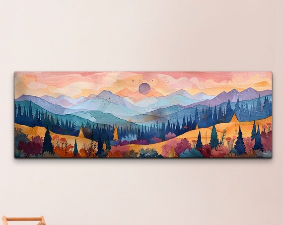 Panoramic Ouachita Mountain Mid Century Modern Mountain Wall Art