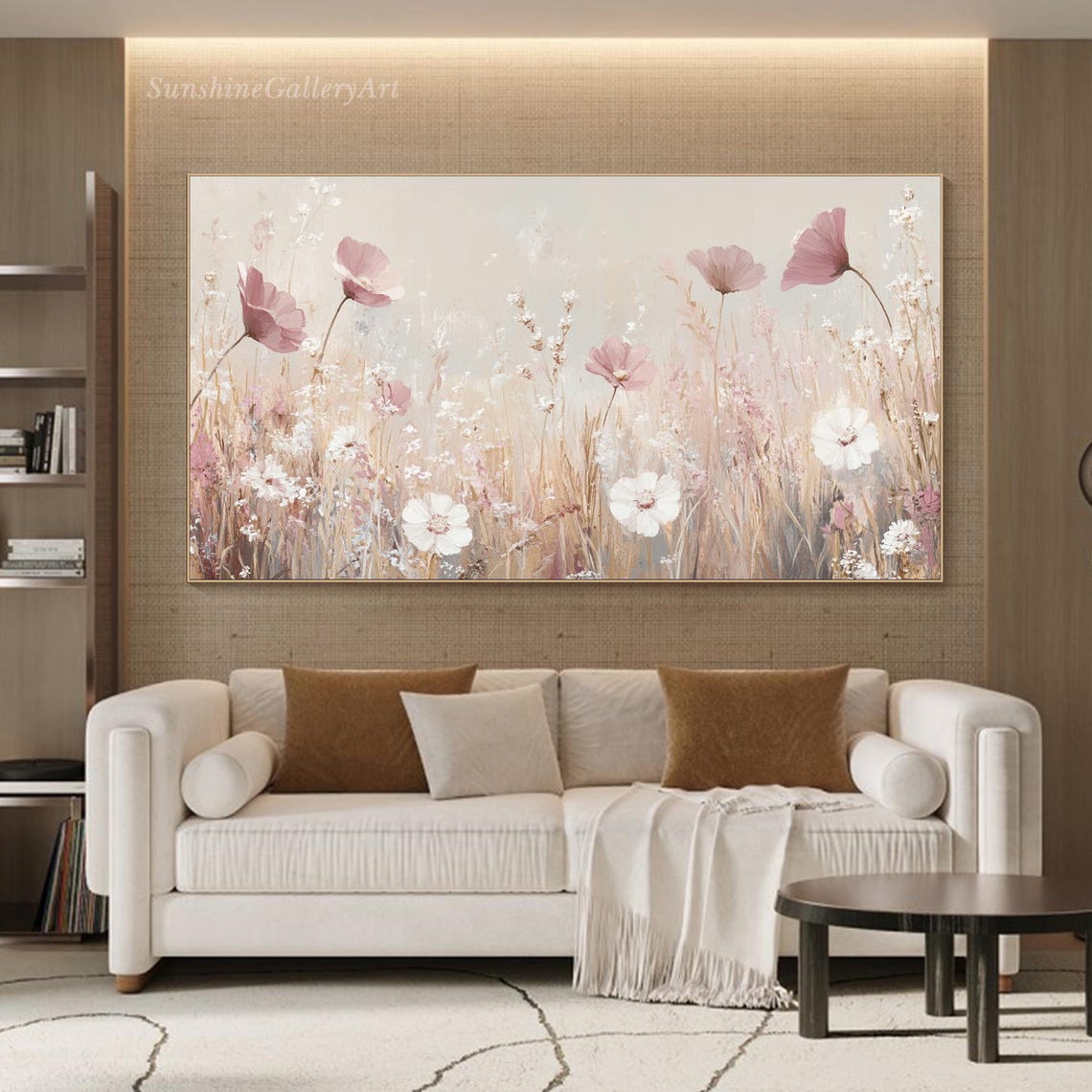 Blush Pink Poppies In Soft Neutral Wildflower Field Art Poster - Image 2