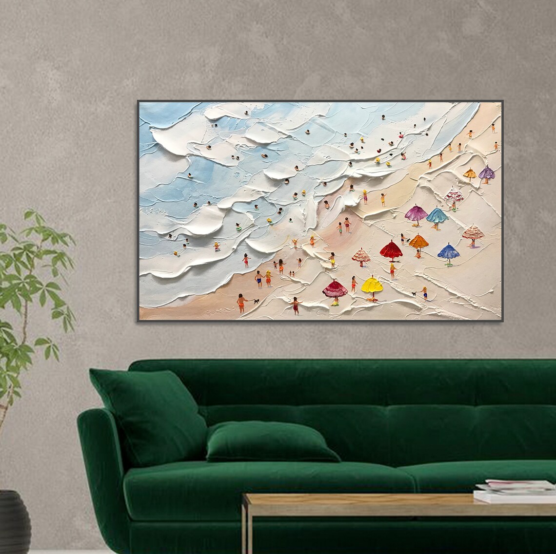 Happy Coast Swimming Painting, Custom Coastal Art - Image 2