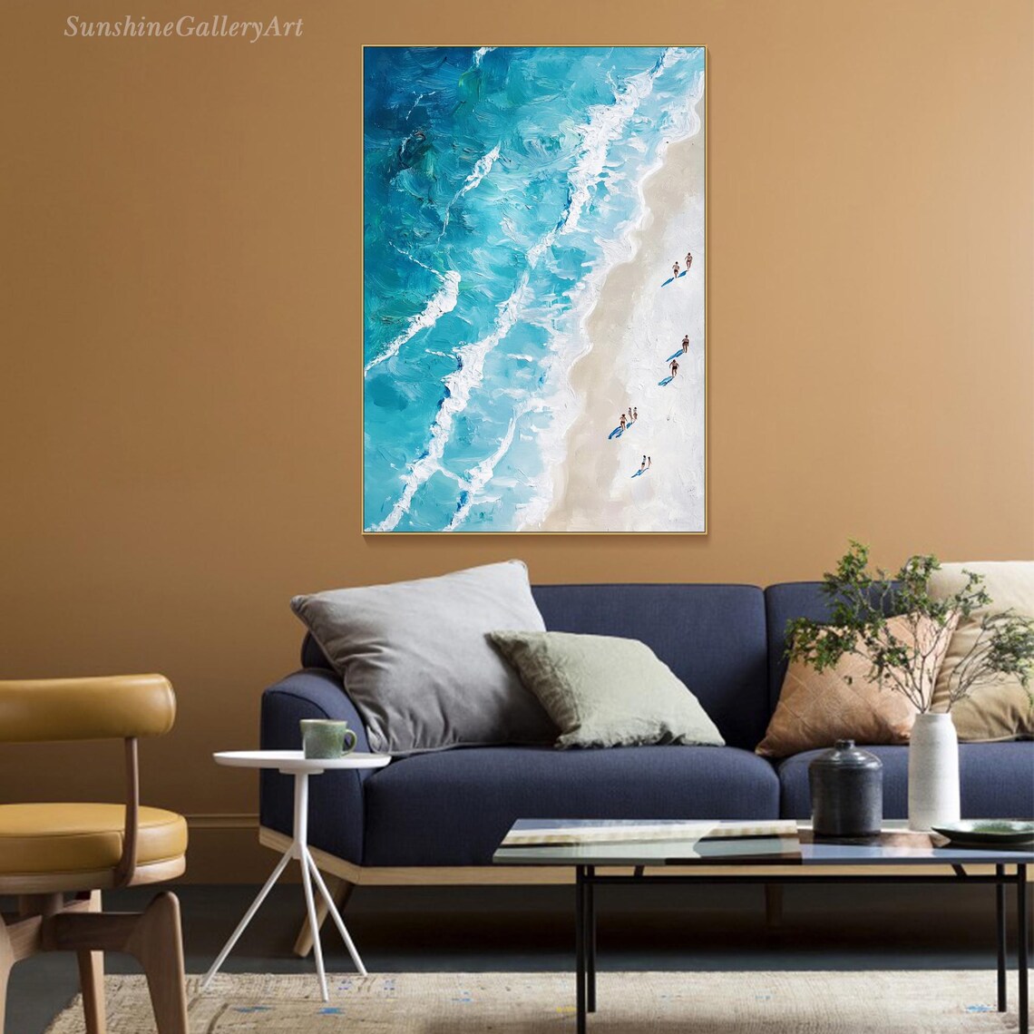Happy Coast Swimming Painting, Summer Coastal Art Print - Image 3